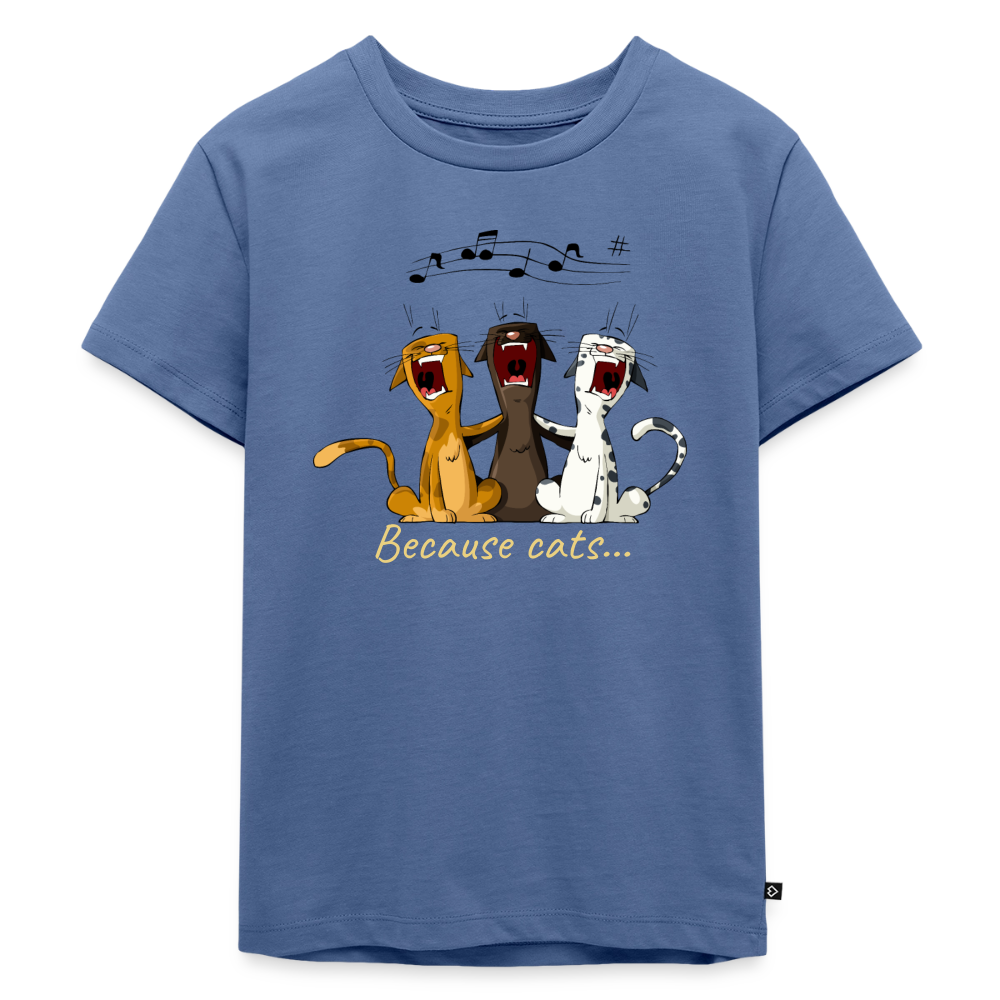 Premium Kids Because cats t-shirt - stone blue