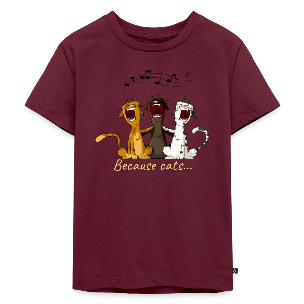 Premium Kids Because cats t-shirt - burgundy