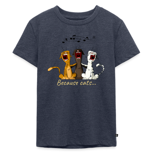 Premium Kids Because cats t-shirt - heather denim