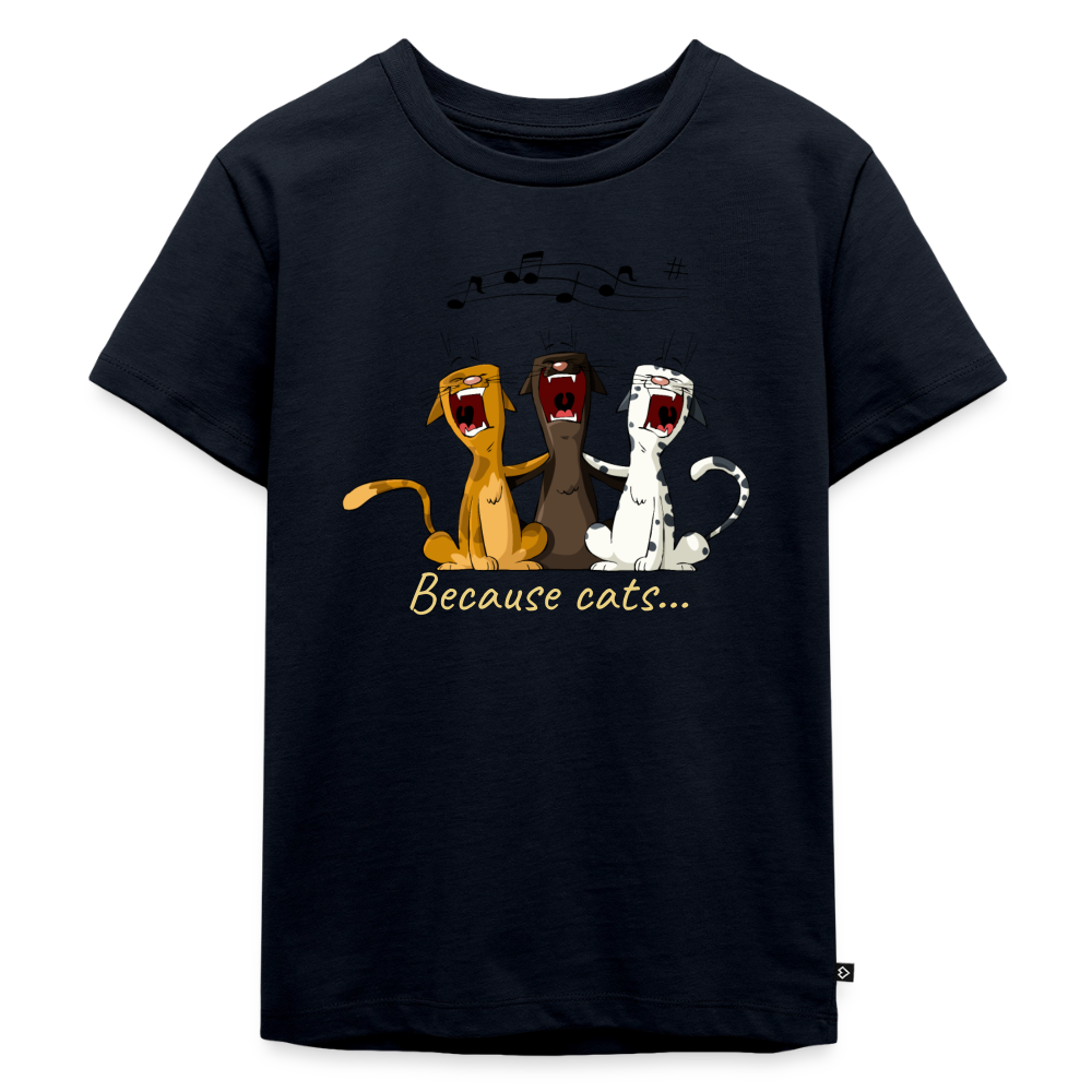 Premium Kids Because cats t-shirt - navy