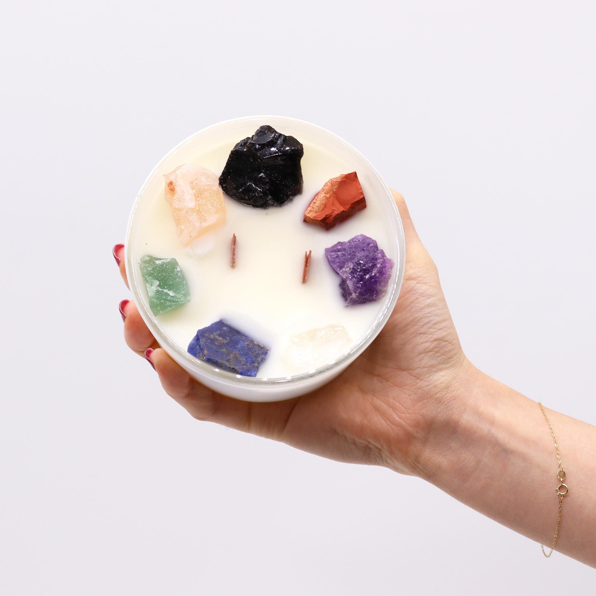 17h Large Chakra Crystal Candles - Seven Charkra