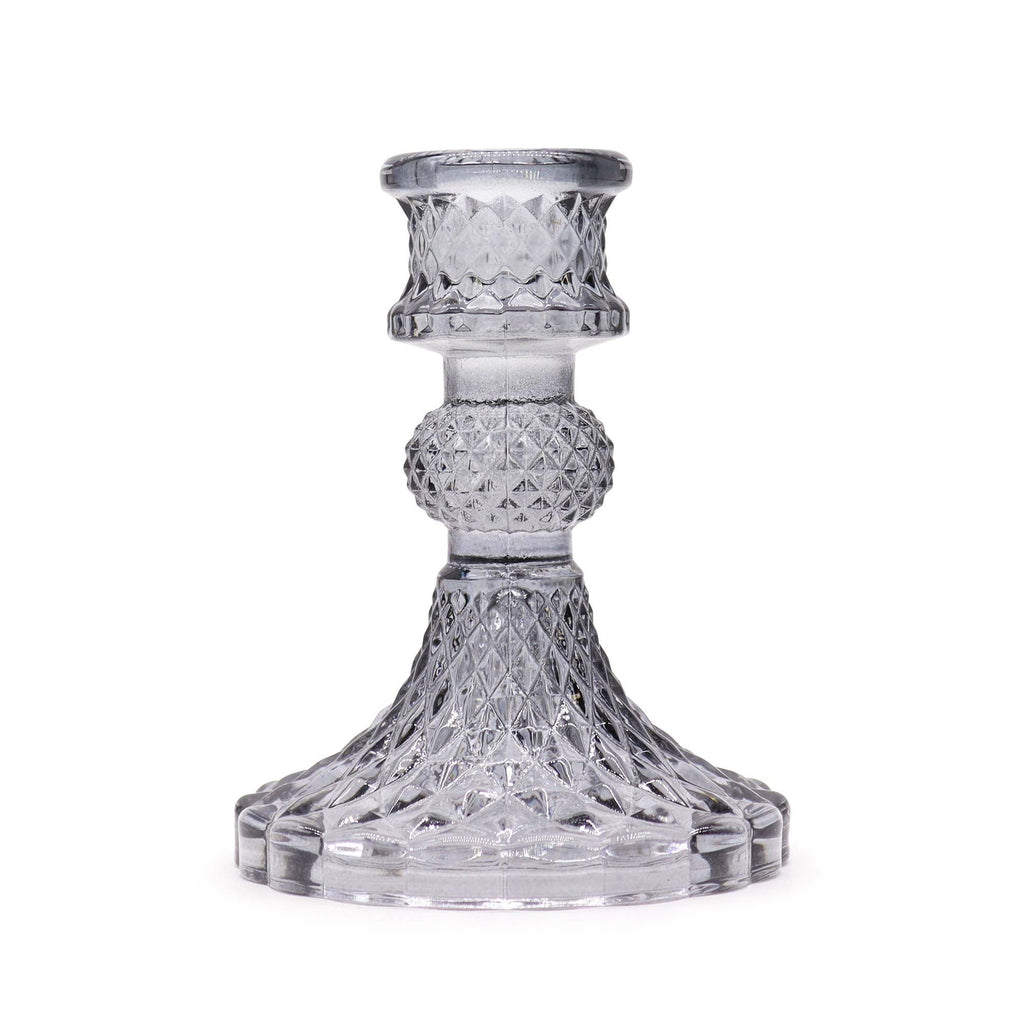 Set of 2 Vintage Dinner Candle Holder - - Midnight Grey - 10 x 8 cm