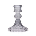 Set of 2 Vintage Dinner Candle Holder - - Midnight Grey - 10 x 8 cm