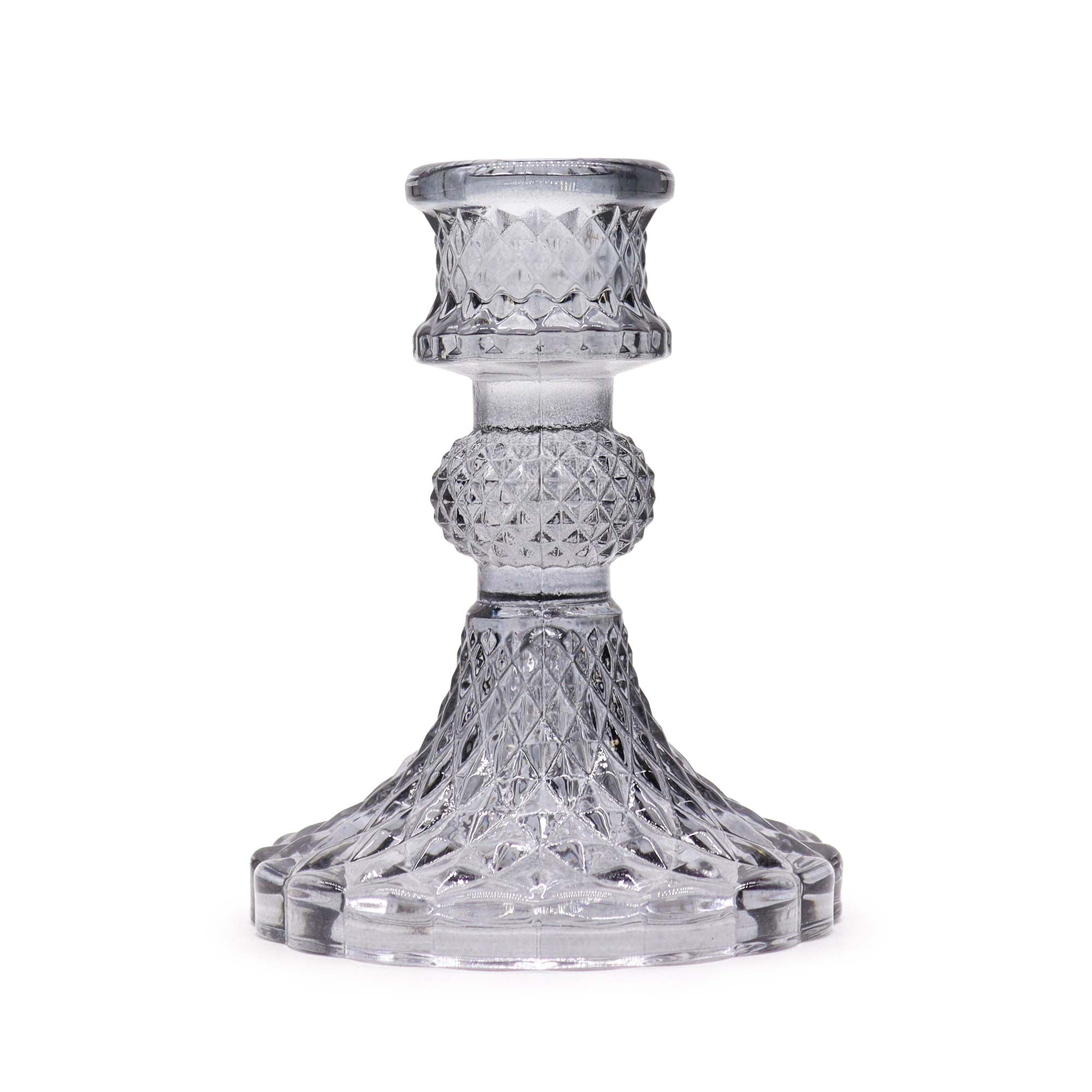 Set of 2 Vintage Dinner Candle Holder - - Midnight Grey - 10 x 8 cm
