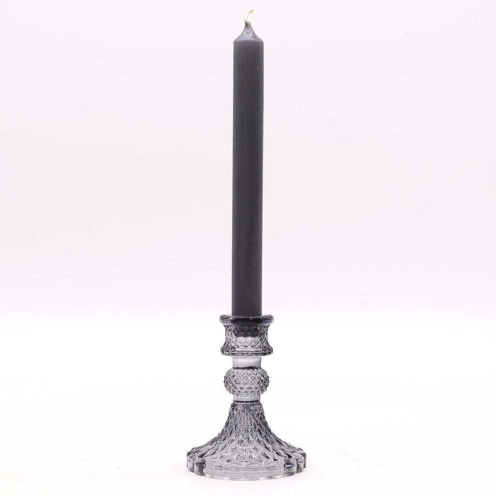 Set of 2 Vintage Dinner Candle Holder - - Midnight Grey - 10 x 8 cm
