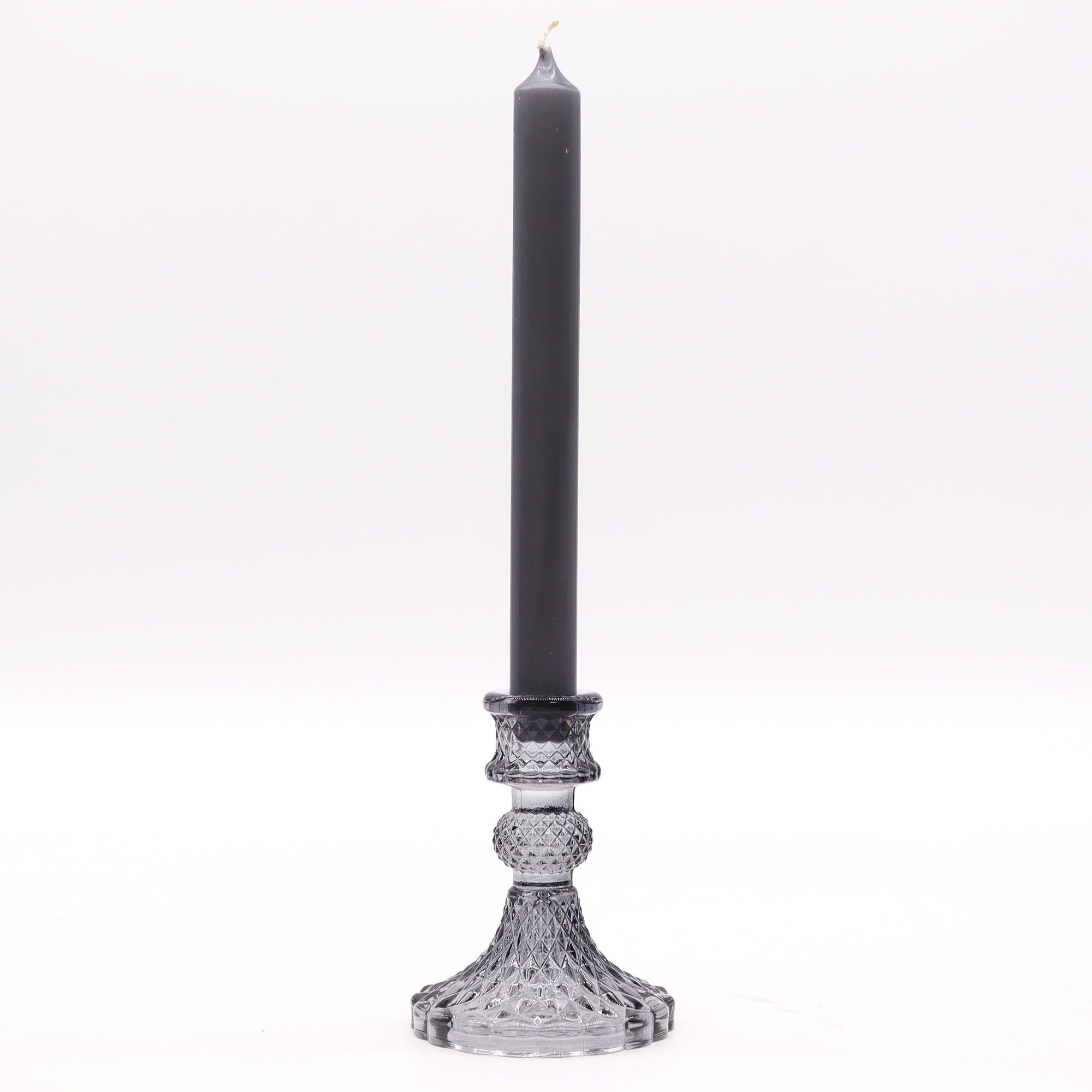 Set of 2 Vintage Dinner Candle Holder - - Midnight Grey - 10 x 8 cm