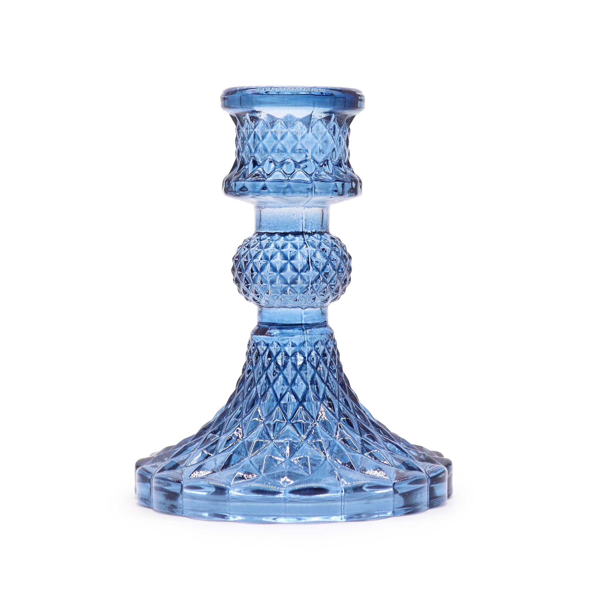 Set of 2 Vintage Dinner Candle Holder - Royal Blue