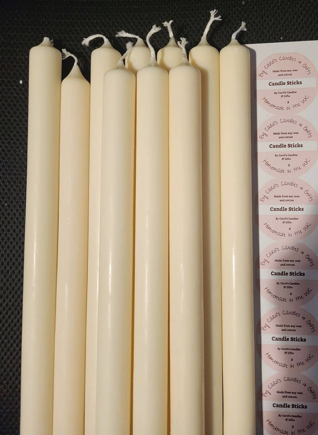 Homemade 10x 28cm soy candle sticks - alter church unscented