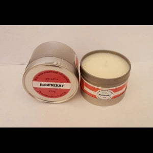 Homemade raspberry soy candle tin - 118g 20h